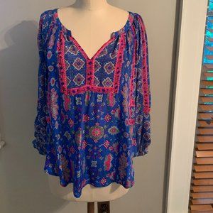 Anthropologie 100% Silk Boho Print Tunic
